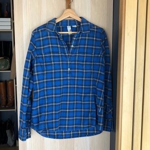Stio flannel shirt - L. Blue with navy and red plaid.